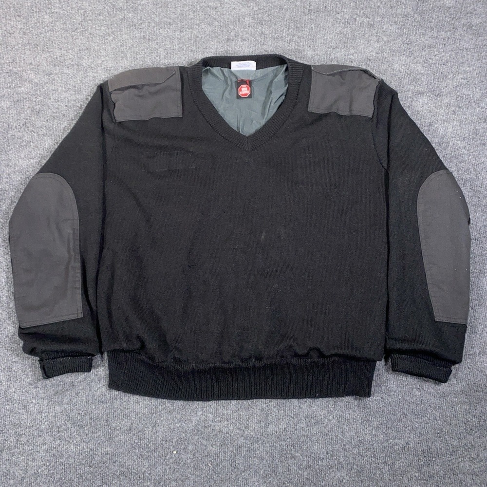 VTG Blauer Gore Wind Stopper Wool Blend Commando Sweater Mens L Black USA‎ Loose